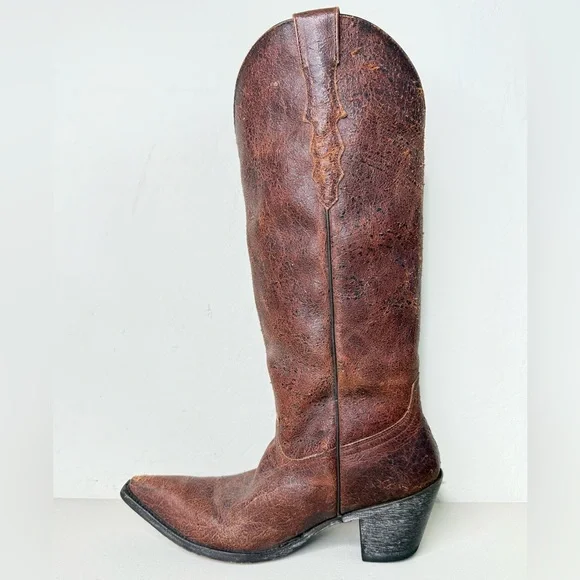 Old Gringo Yippee Ki Yay Hand Crafted Distressed Brown Leather Tall Boots 8B - Picture 2 of 10